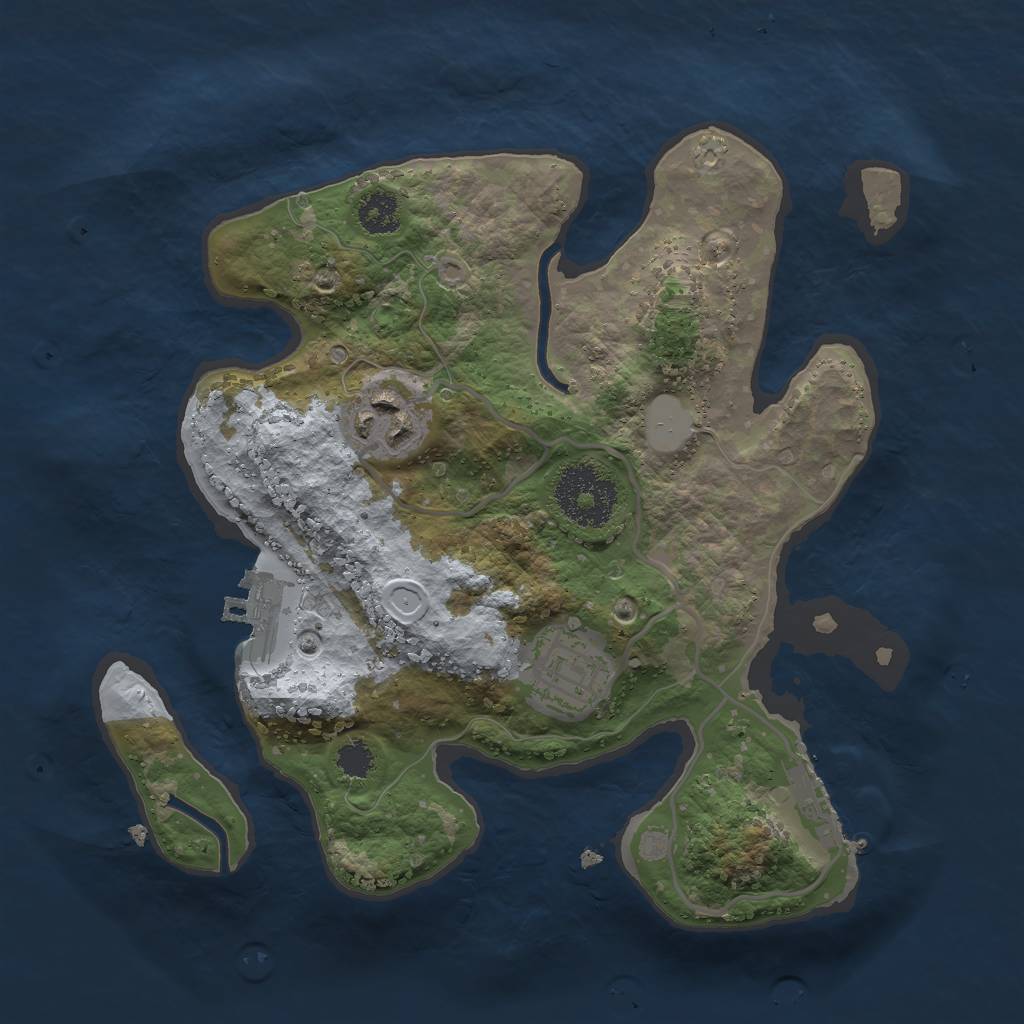 Rust Map: Procedural Map, Size: 2500, Seed: 37141, 9 Monuments