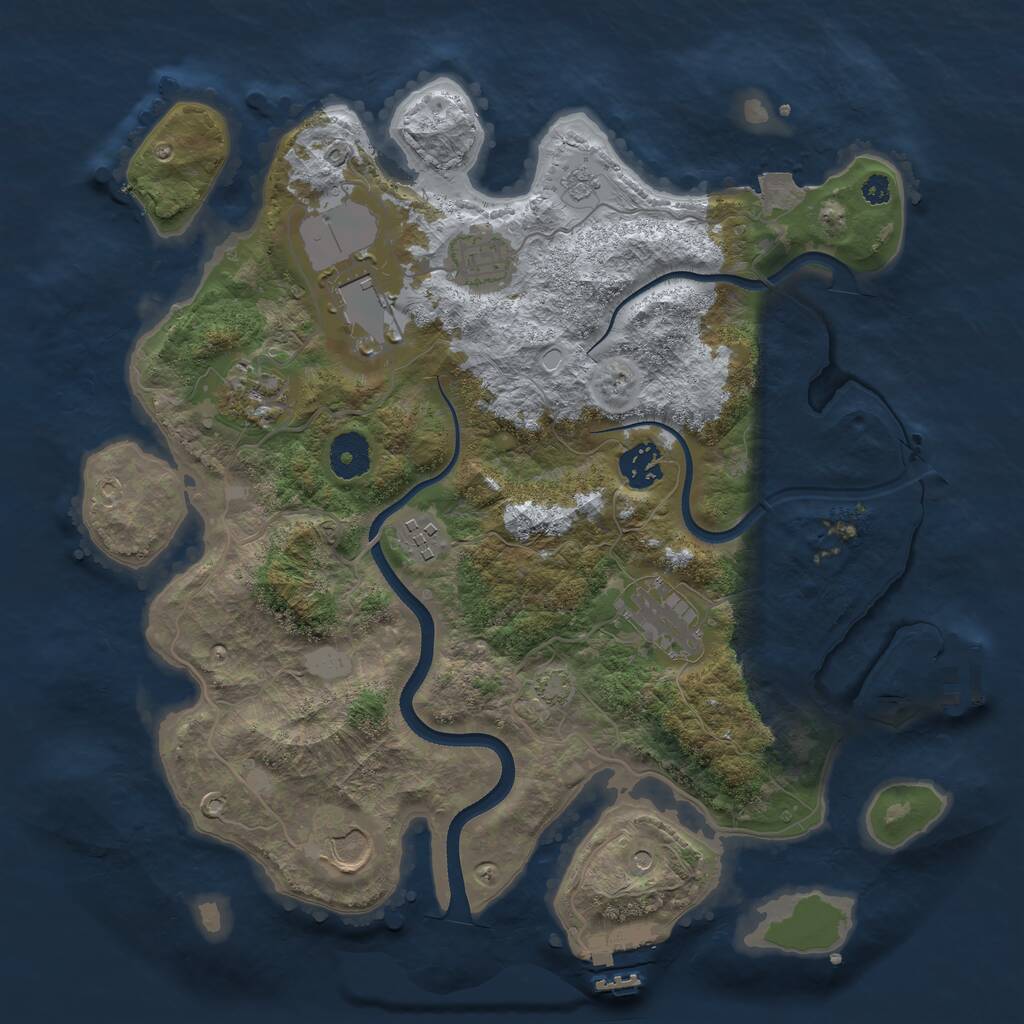 Rust Map: Procedural Map, Size: 3500, Seed: 1971528689, 13 Monuments