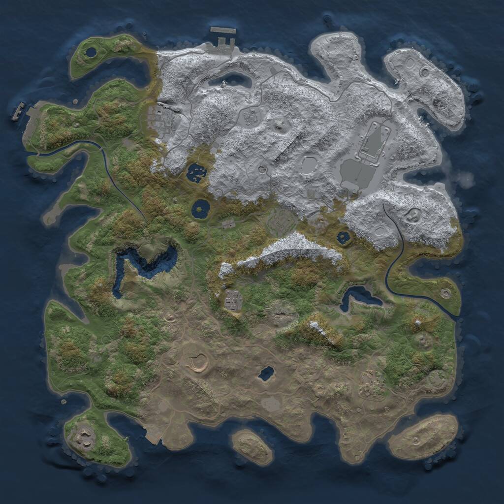 Rust Map: Procedural Map, Size: 4000, Seed: 1030754607, 14 Monuments
