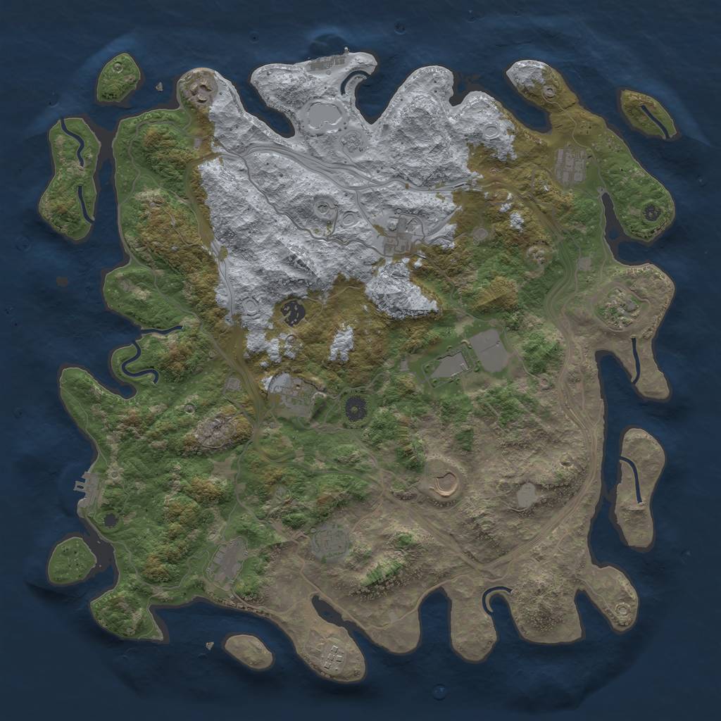 Rust Map: Procedural Map, Size: 4500, Seed: 1365302748, 20 Monuments