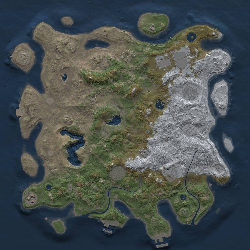 Rust Map: Procedural Map, Size: 4000, Seed: 21940630, 14 Monuments