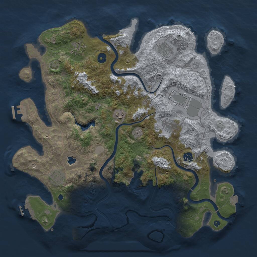 Rust Map: Procedural Map, Size: 4000, Seed: 9472524, 14 Monuments