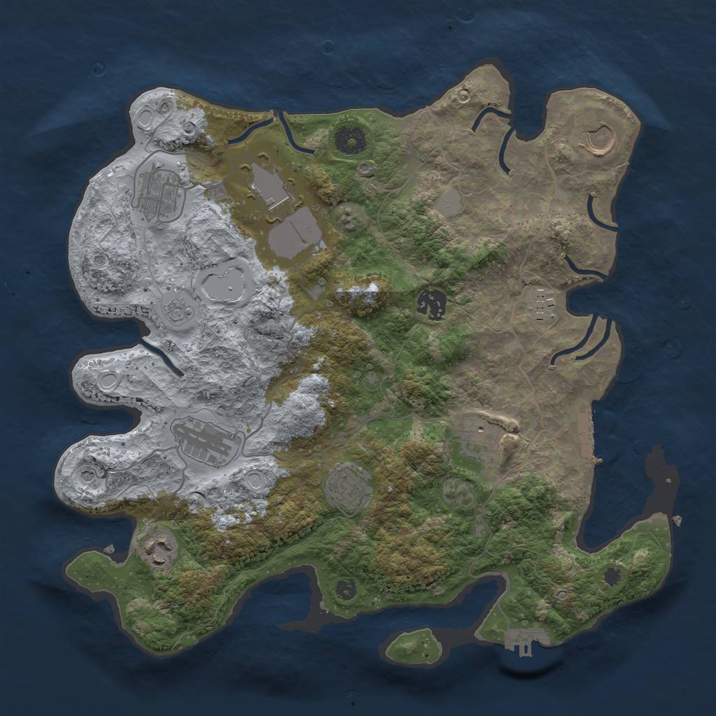Rust Map: Procedural Map, Size: 3500, Seed: 710921656, 18 Monuments