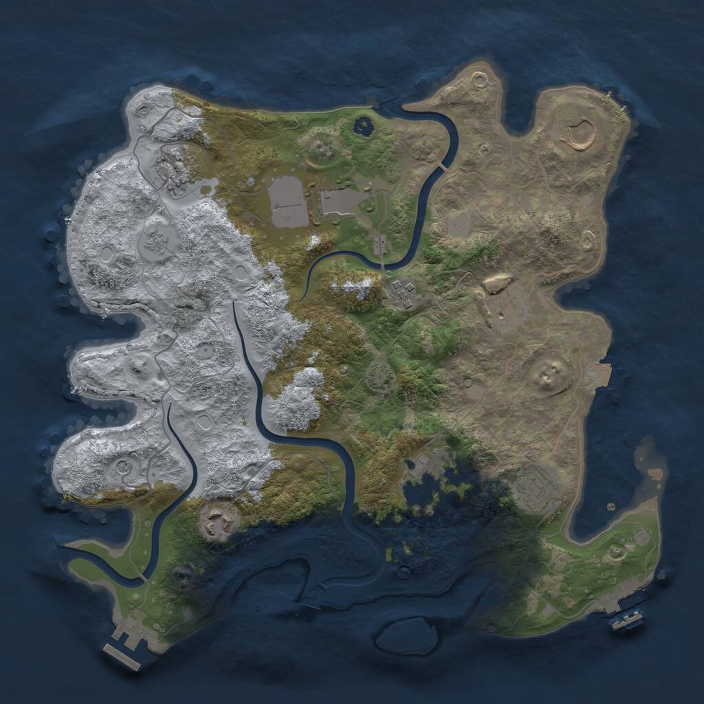 Rust Map: Procedural Map, Size: 3500, Seed: 710921656, 14 Monuments