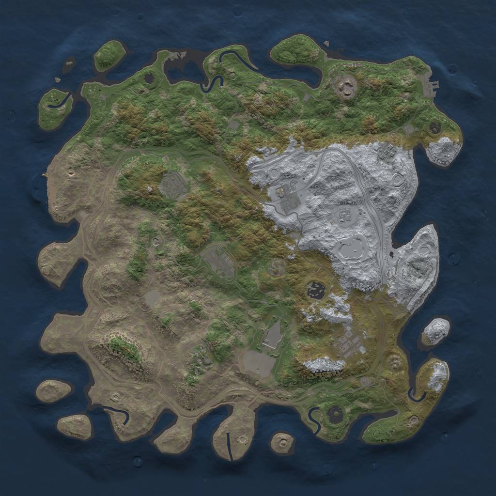Rust Map: Procedural Map, Size: 4250, Seed: 623826960, 18 Monuments