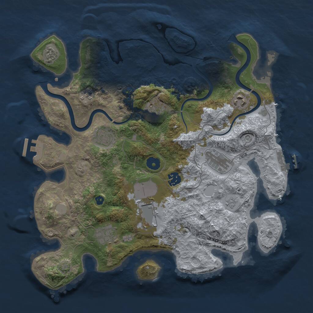 Rust Map: Procedural Map, Size: 3500, Seed: 8991, 14 Monuments