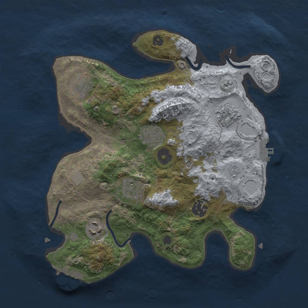 Rust Map: Procedural Map, Size: 3000, Seed: 1575225593, 15 Monuments