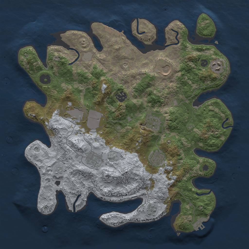 Rust Map: Procedural Map, Size: 3500, Seed: 63357030, 17 Monuments