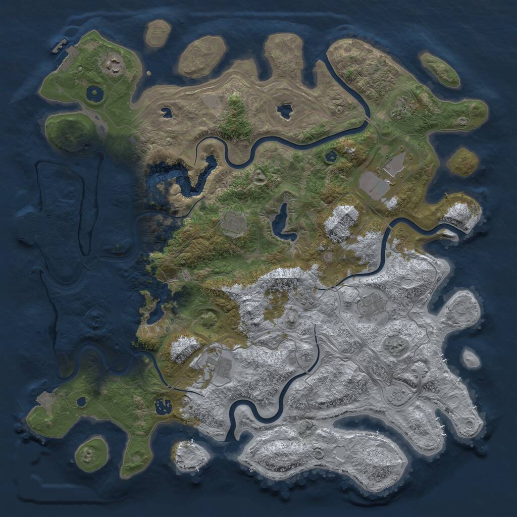 Rust Map: Procedural Map, Size: 4500, Seed: 740854379, 14 Monuments