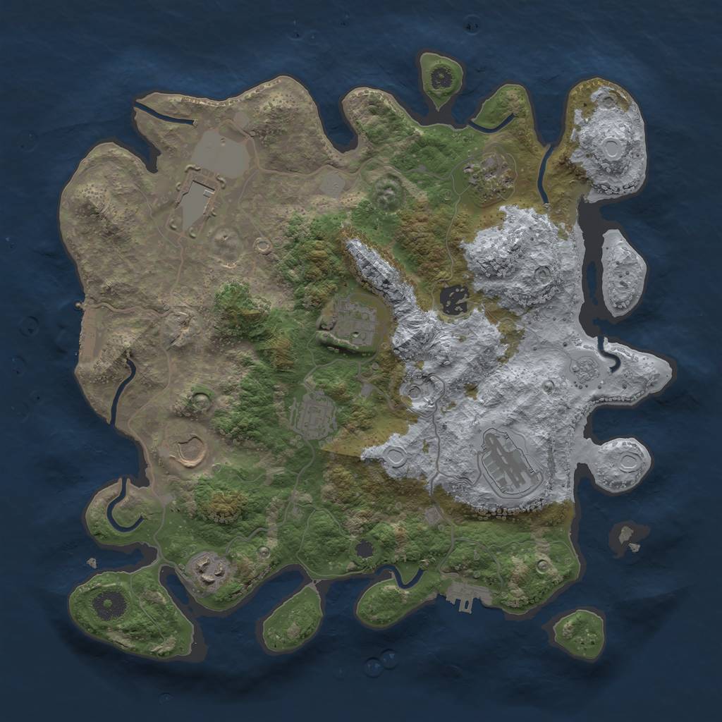 Rust Map: Procedural Map, Size: 3500, Seed: 65521874, 17 Monuments