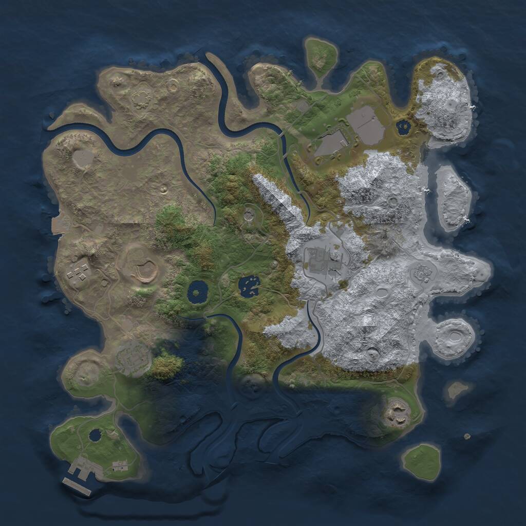 Rust Map: Procedural Map, Size: 3500, Seed: 65521874, 12 Monuments