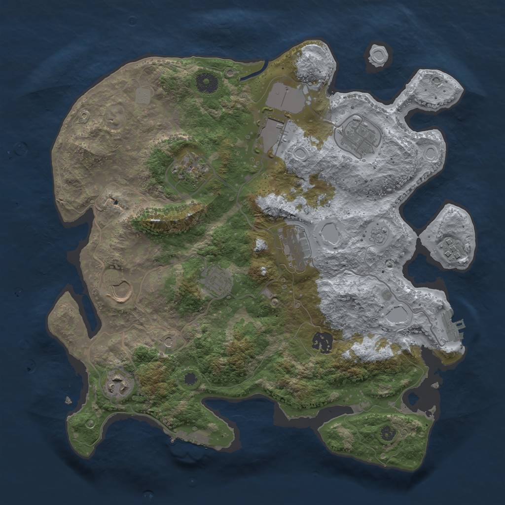 Rust Map: Procedural Map, Size: 3500, Seed: 11631104, 18 Monuments