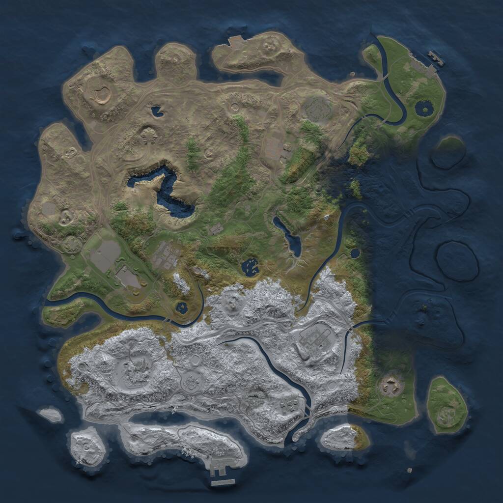 Rust Map: Procedural Map, Size: 4250, Seed: 731393283, 16 Monuments