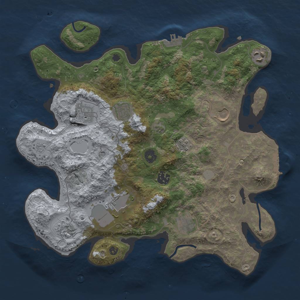 Rust Map: Procedural Map, Size: 3500, Seed: 639421, 18 Monuments