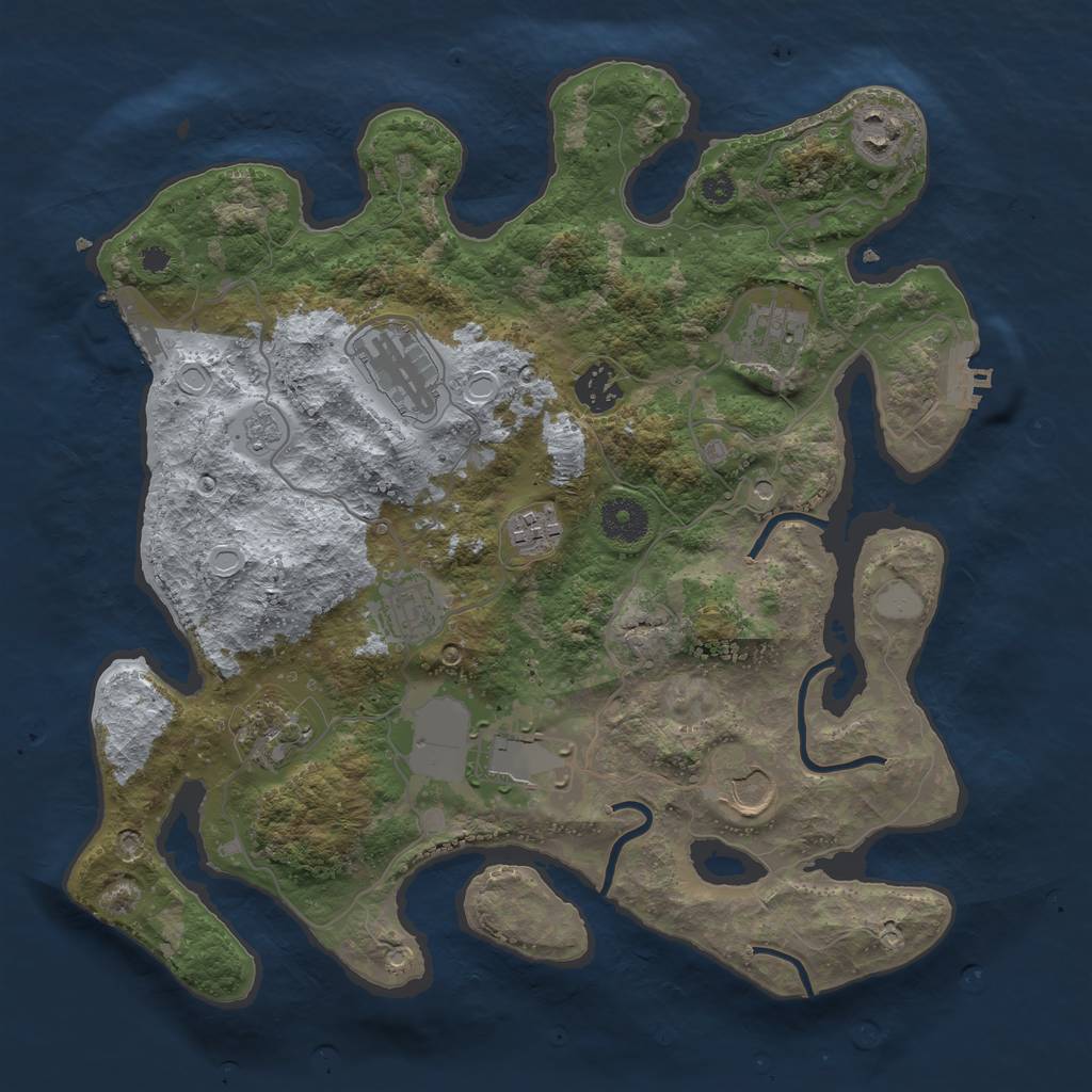 Rust Map: Procedural Map, Size: 3500, Seed: 113154, 18 Monuments