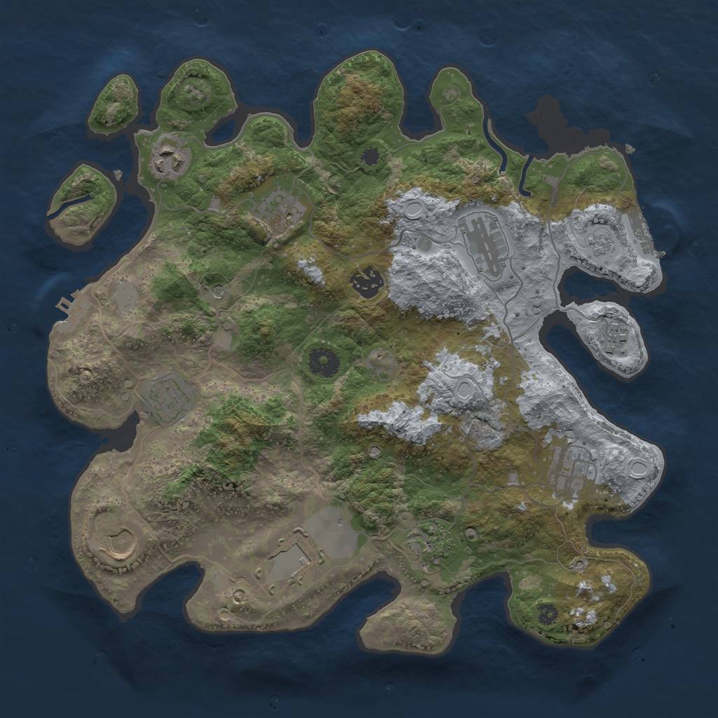 Rust Map: Procedural Map, Size: 3500, Seed: 1293792665, 19 Monuments