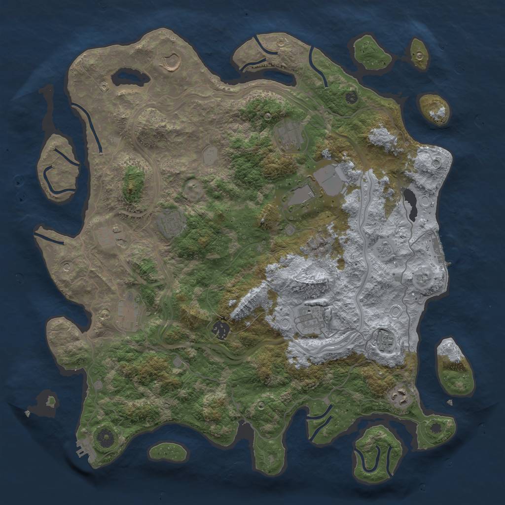 Rust Map: Procedural Map, Size: 4250, Seed: 71064224, 19 Monuments