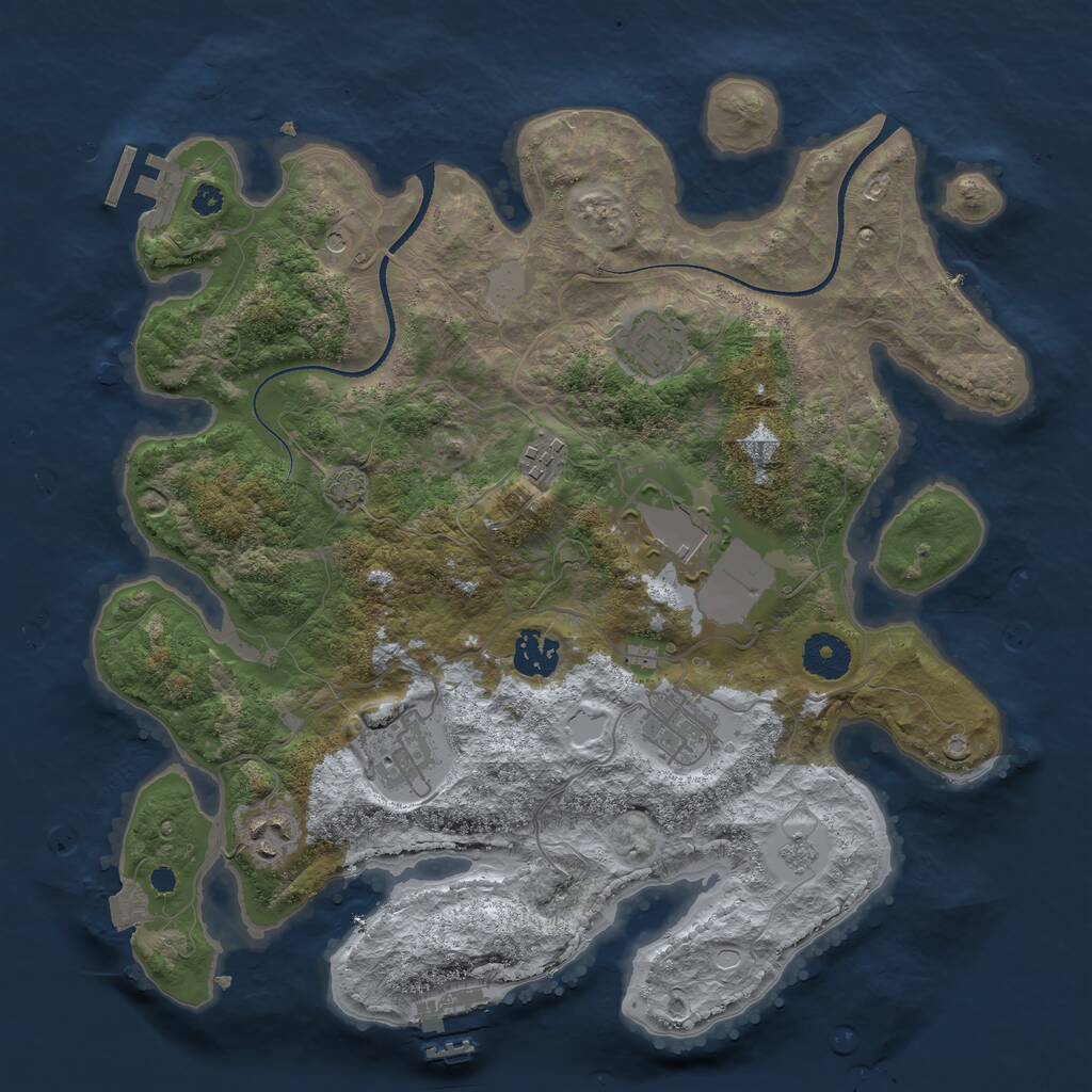 Rust Map: Procedural Map, Size: 3500, Seed: 12999656, 13 Monuments