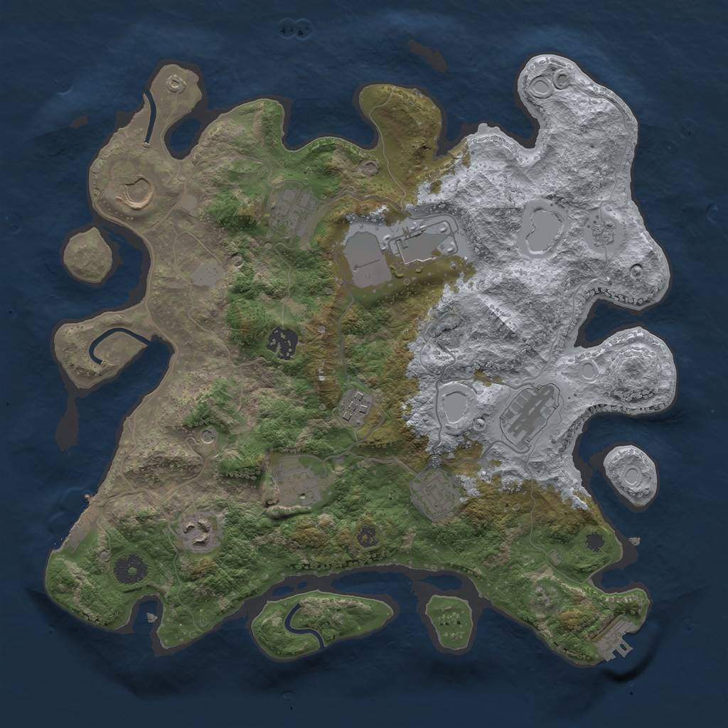 Rust Map: Procedural Map, Size: 3500, Seed: 8082279, 18 Monuments