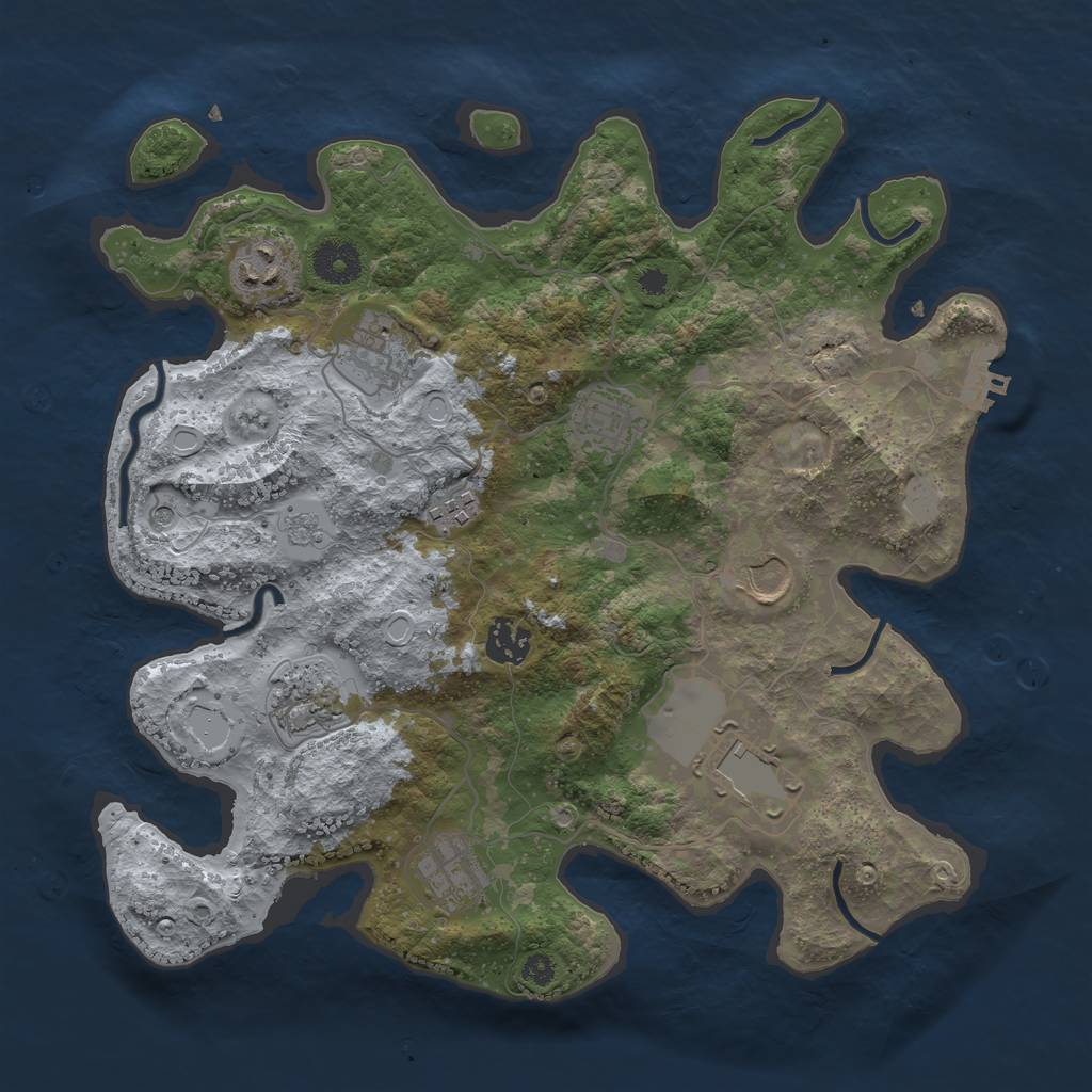 Rust Map: Procedural Map, Size: 3500, Seed: 100511227, 17 Monuments