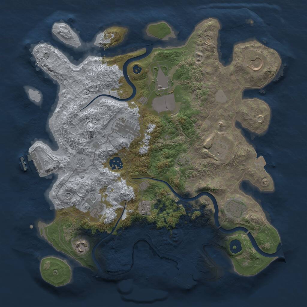 Rust Map: Procedural Map, Size: 3500, Seed: 219205, 15 Monuments