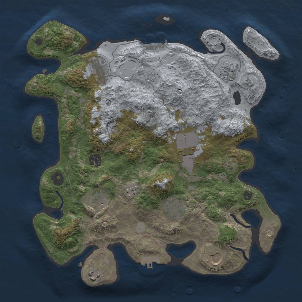 Rust Map: Procedural Map, Size: 3500, Seed: 293658, 18 Monuments