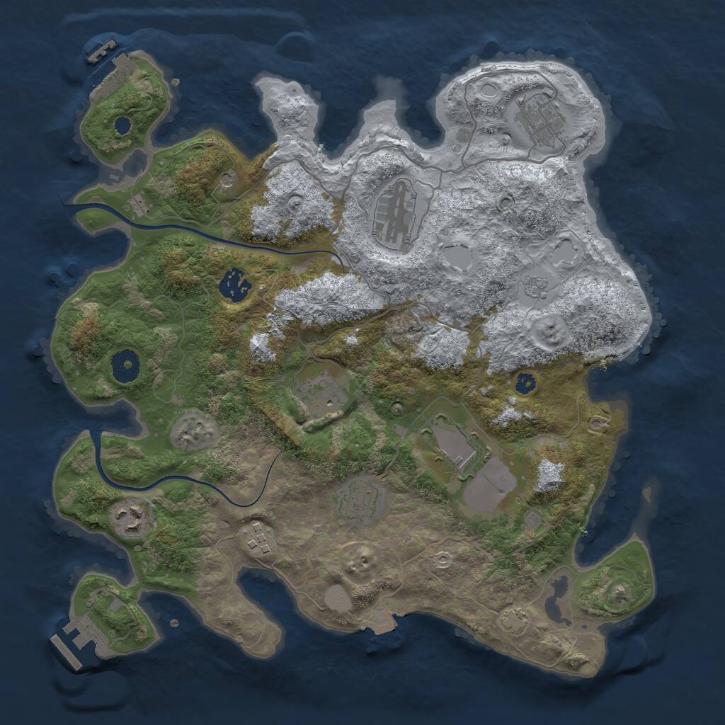 Rust Map: Procedural Map, Size: 3500, Seed: 29144609, 14 Monuments