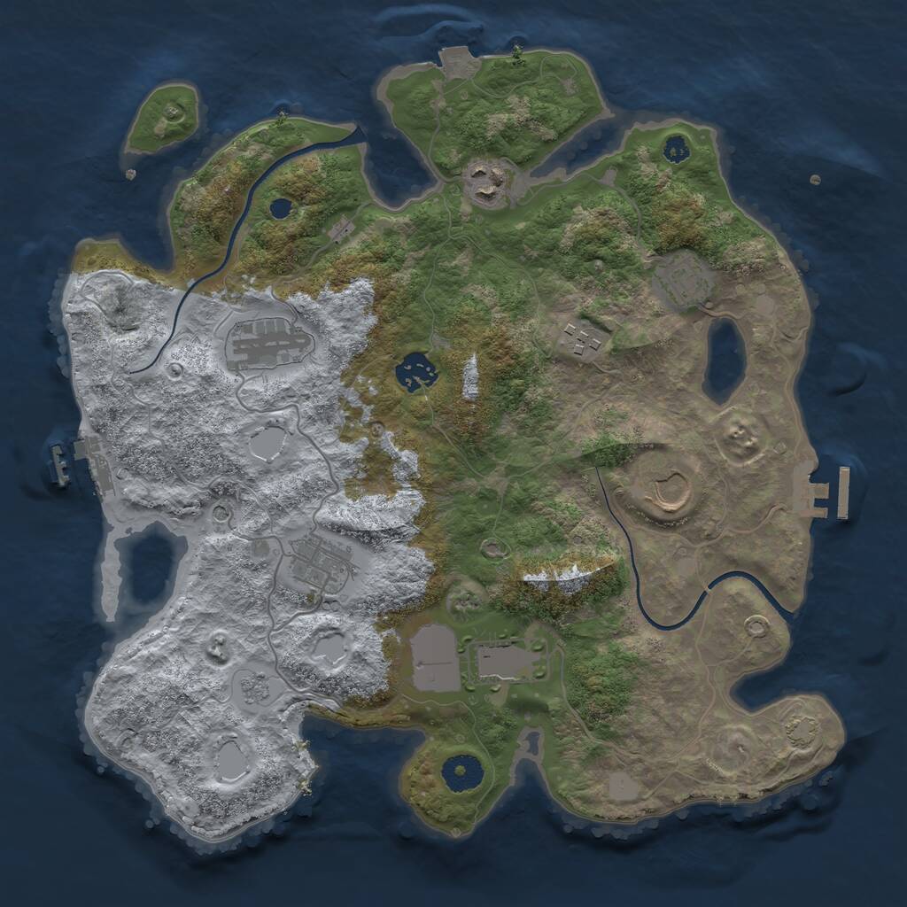 Rust Map: Procedural Map, Size: 3500, Seed: 809250205, 14 Monuments