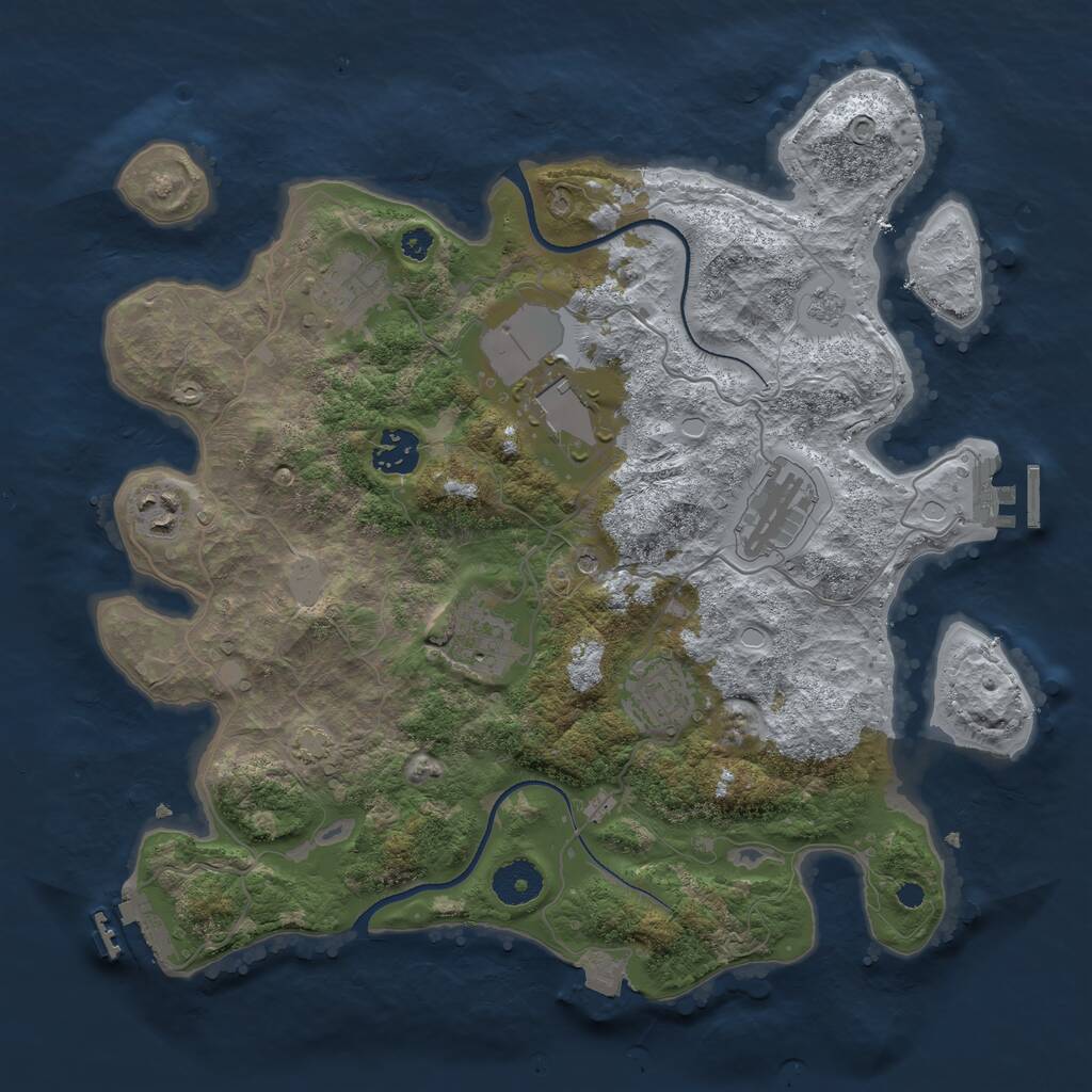 Rust Map: Procedural Map, Size: 3500, Seed: 64624043, 13 Monuments