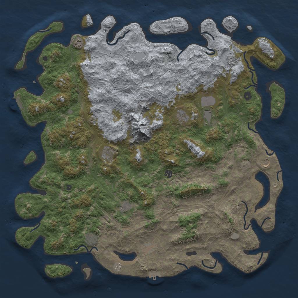 Rust Map: Procedural Map, Size: 5500, Seed: 923411579, 20 Monuments