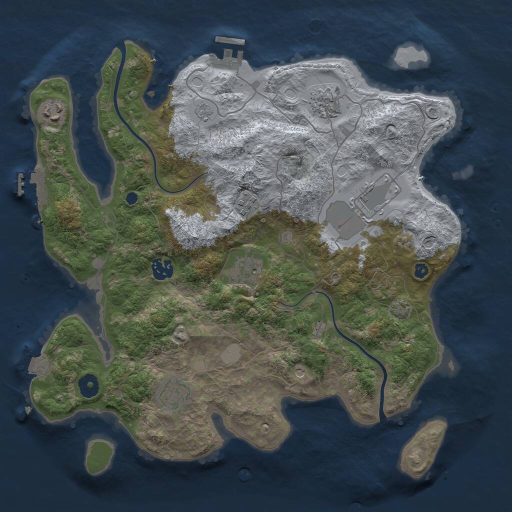 Rust Map: Procedural Map, Size: 3500, Seed: 1539019268, 13 Monuments