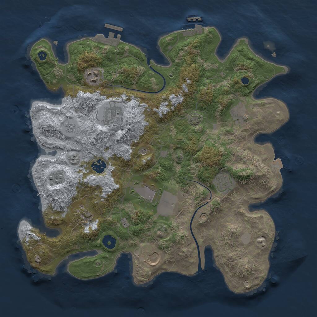 Rust Map: Procedural Map, Size: 3500, Seed: 1078721031, 15 Monuments