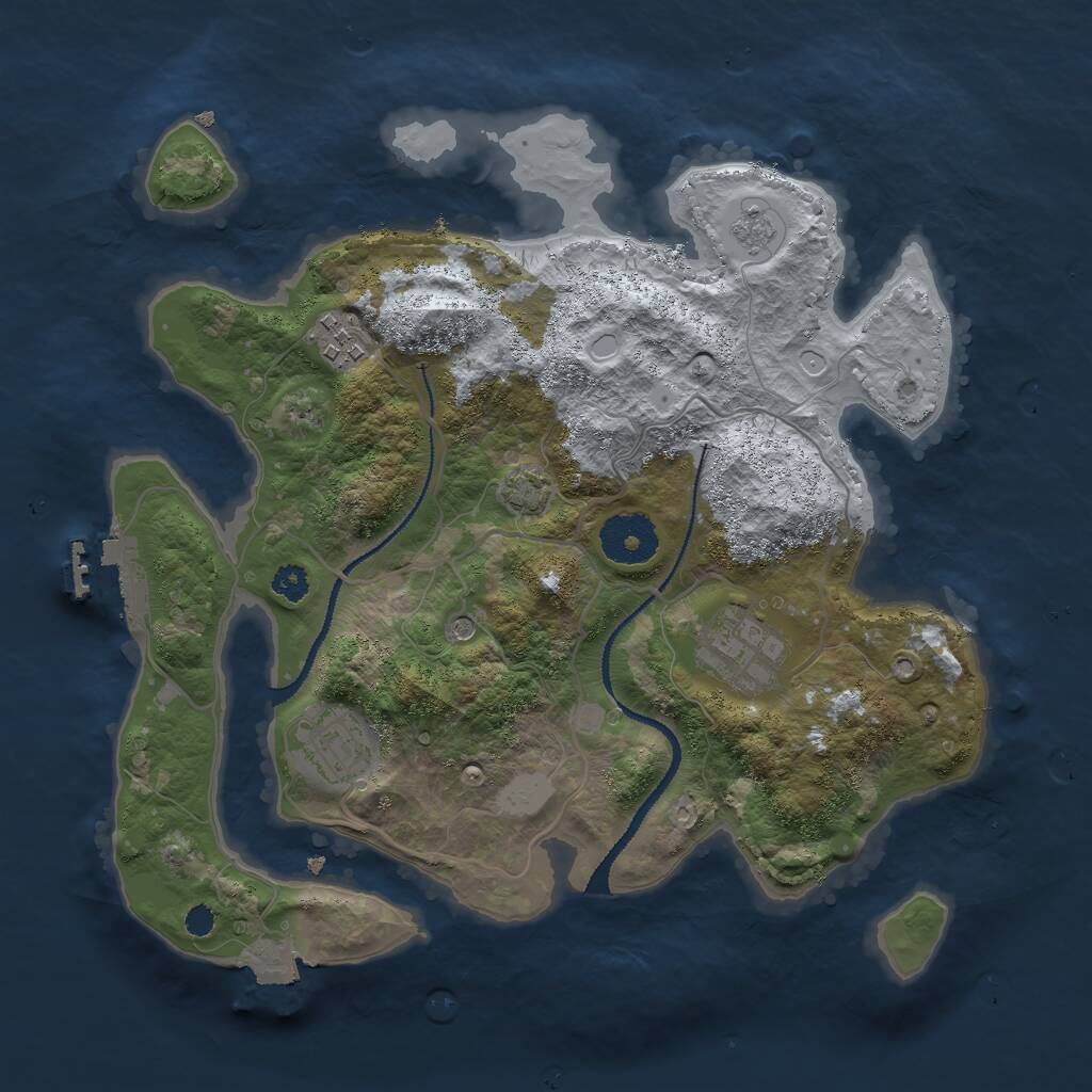 Rust Map: Procedural Map, Size: 3000, Seed: 6870876, 8 Monuments