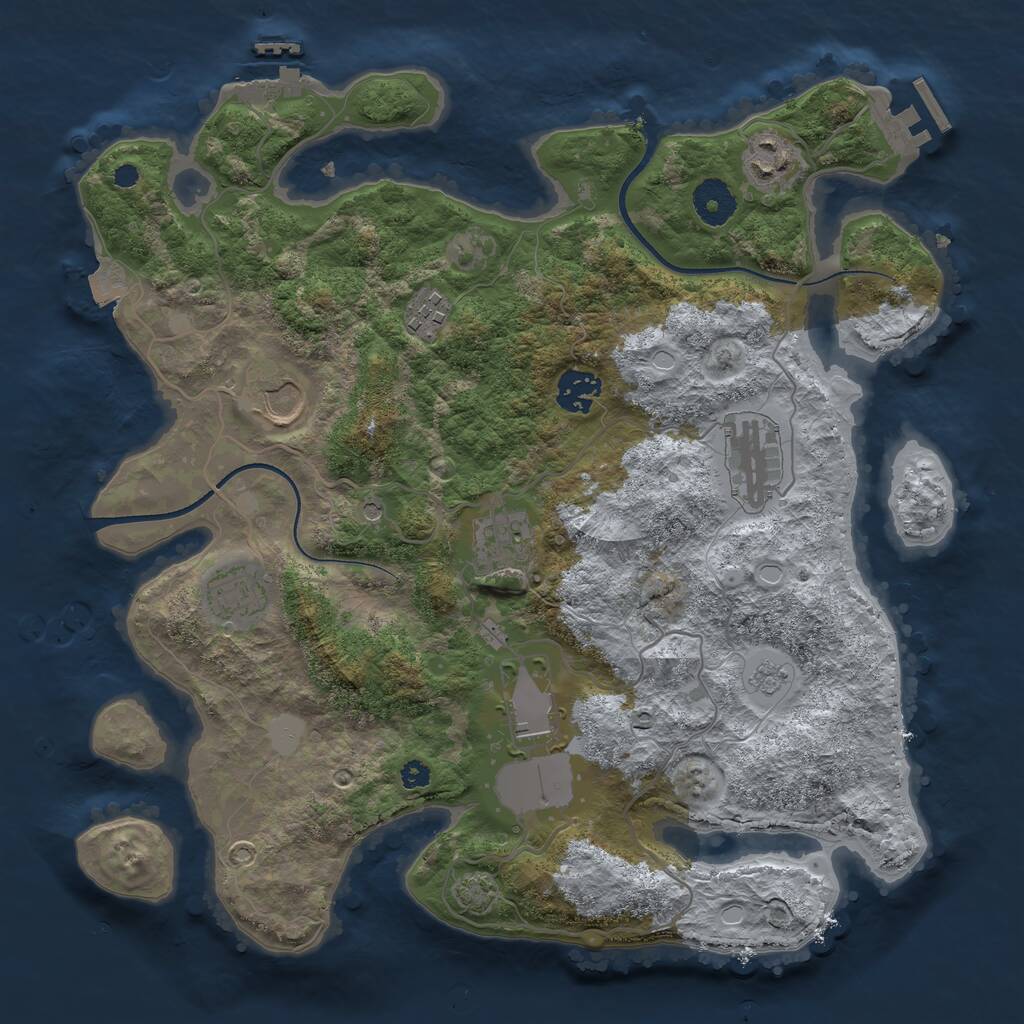 Rust Map: Procedural Map, Size: 3500, Seed: 7889265, 14 Monuments