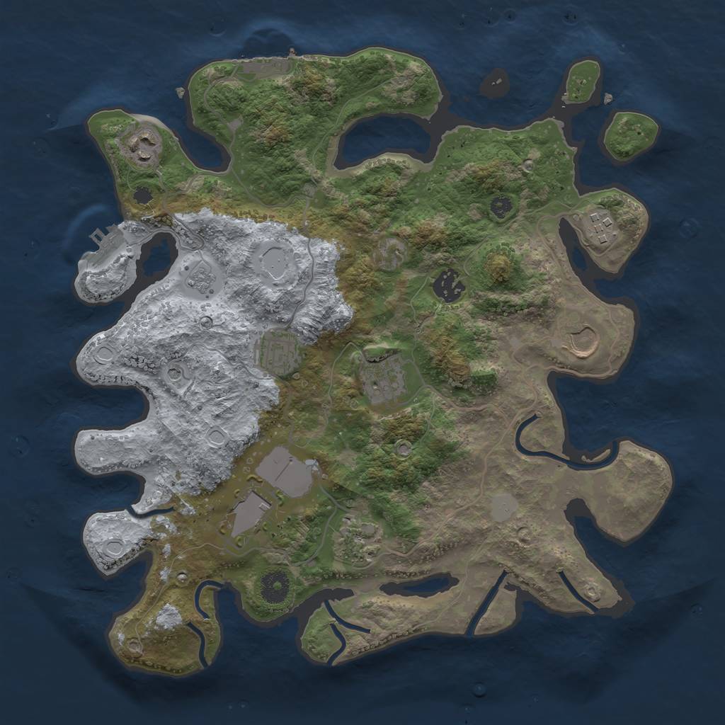 Rust Map: Procedural Map, Size: 3500, Seed: 300313, 17 Monuments