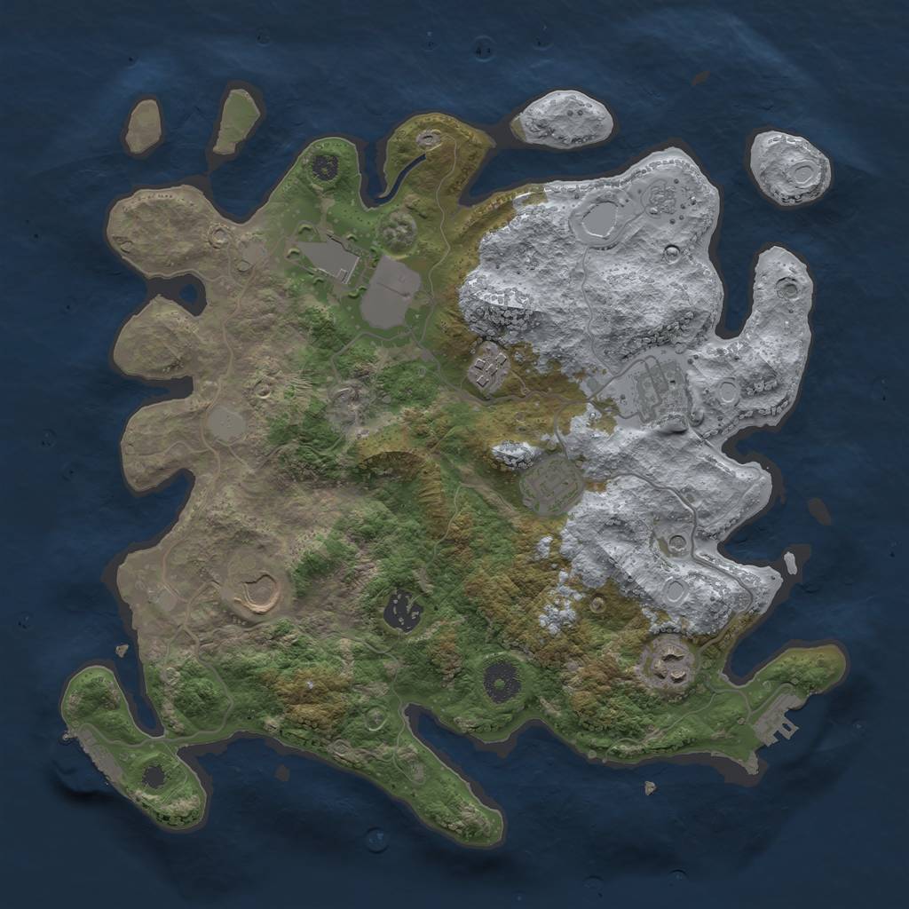 Rust Map: Procedural Map, Size: 3500, Seed: 818172012, 16 Monuments