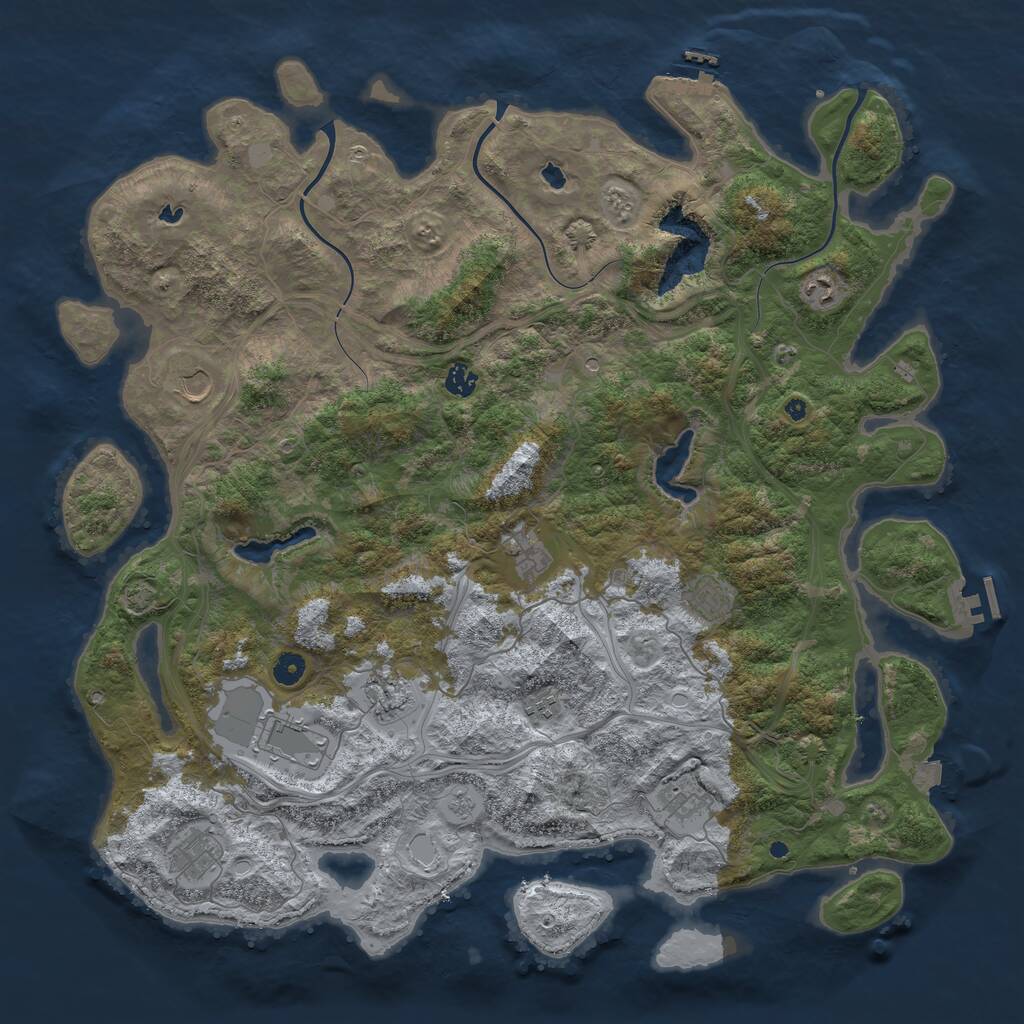 Rust Map: Procedural Map, Size: 4800, Seed: 277012537, 16 Monuments