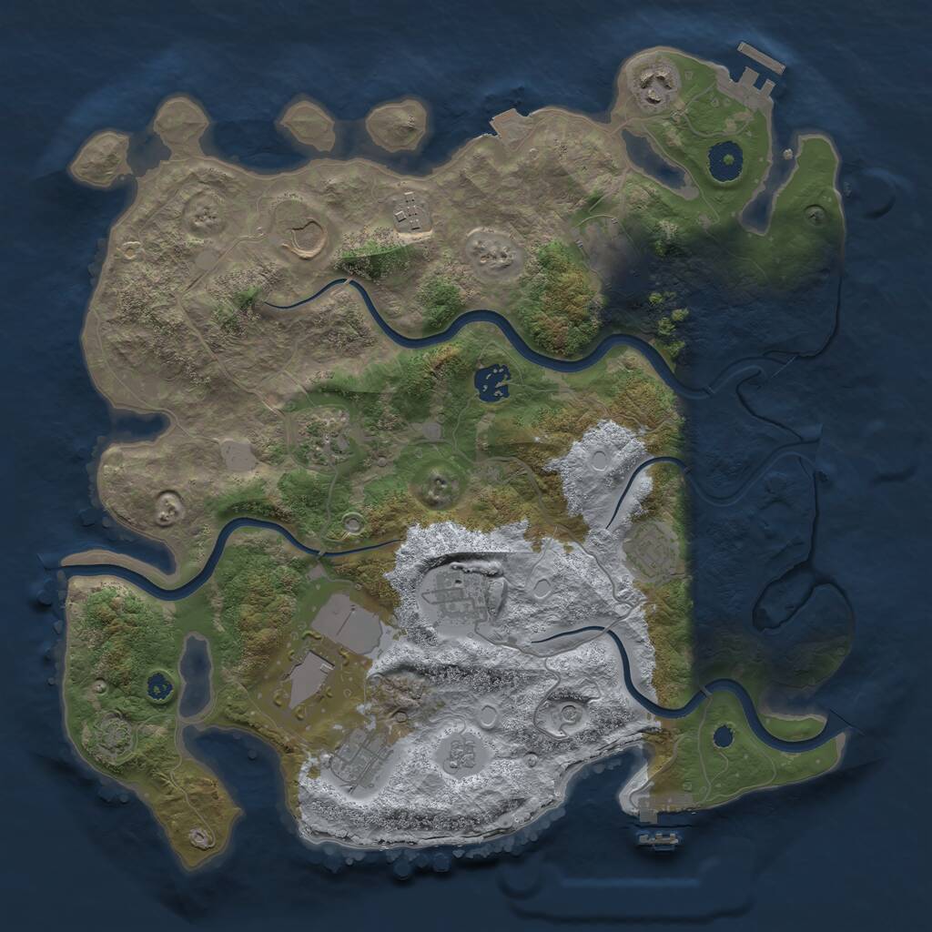 Rust Map: Procedural Map, Size: 3700, Seed: 1821744882, 16 Monuments