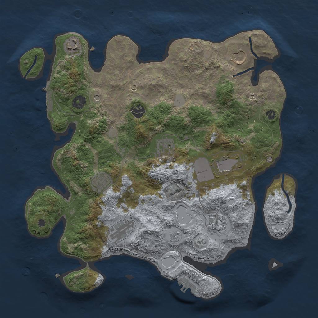 Rust Map: Procedural Map, Size: 3500, Seed: 838795470, 17 Monuments