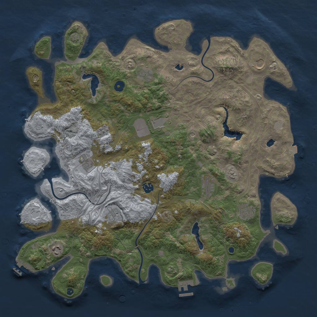 Rust Map: Procedural Map, Size: 4500, Seed: 344452860, 16 Monuments