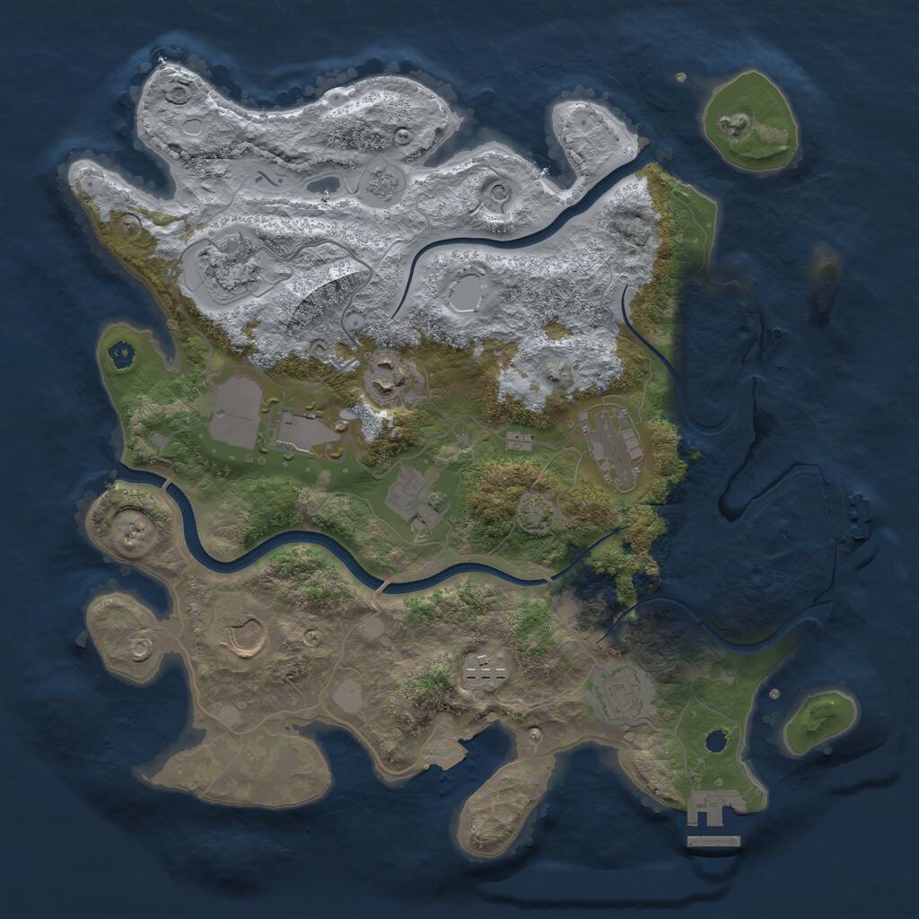 Rust Map: Procedural Map, Size: 3500, Seed: 5558902, 14 Monuments