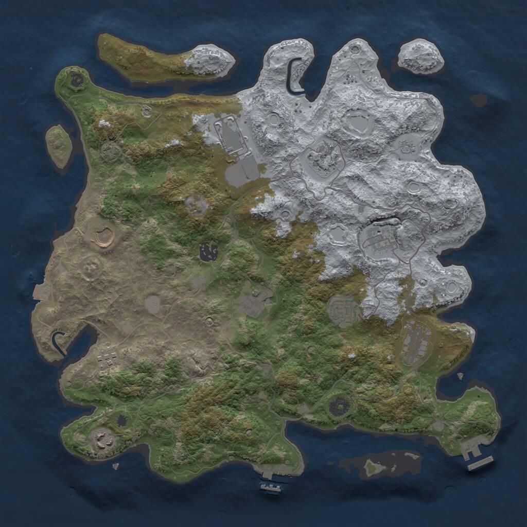 Rust Map: Procedural Map, Size: 4000, Seed: 172022, 16 Monuments