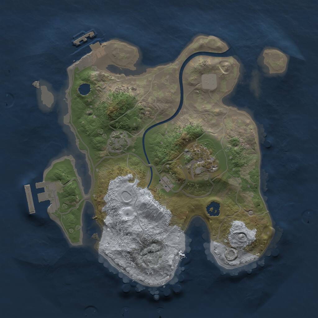 Rust Map: Procedural Map, Size: 2200, Seed: 355757033, 5 Monuments