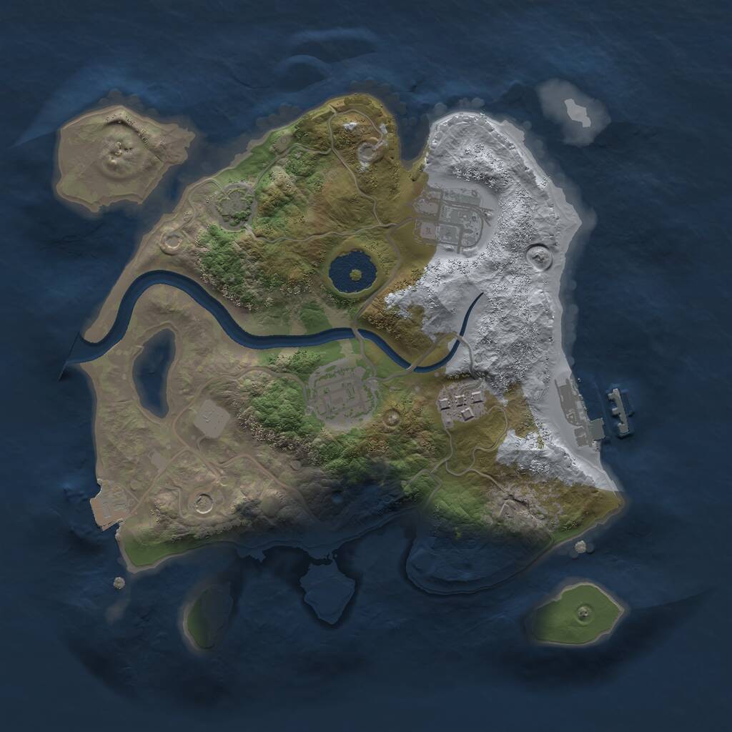 Rust Map: Procedural Map, Size: 2500, Seed: 18542, 7 Monuments