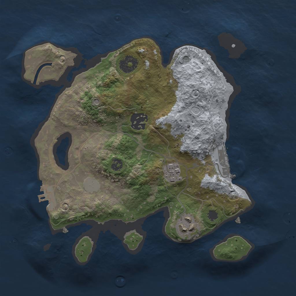 Rust Map: Procedural Map, Size: 2500, Seed: 18542, 10 Monuments