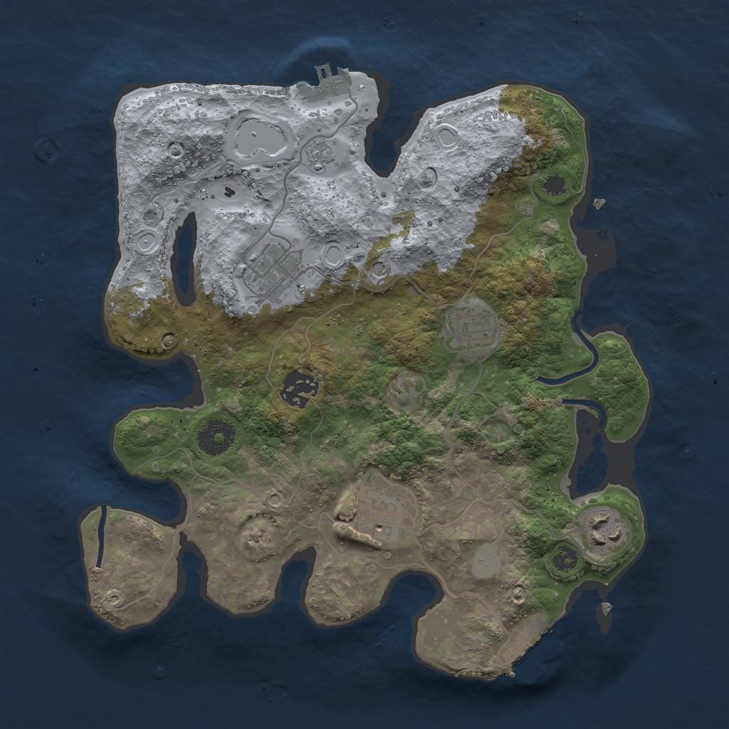 Rust Map: Procedural Map, Size: 3000, Seed: 99319353, 14 Monuments