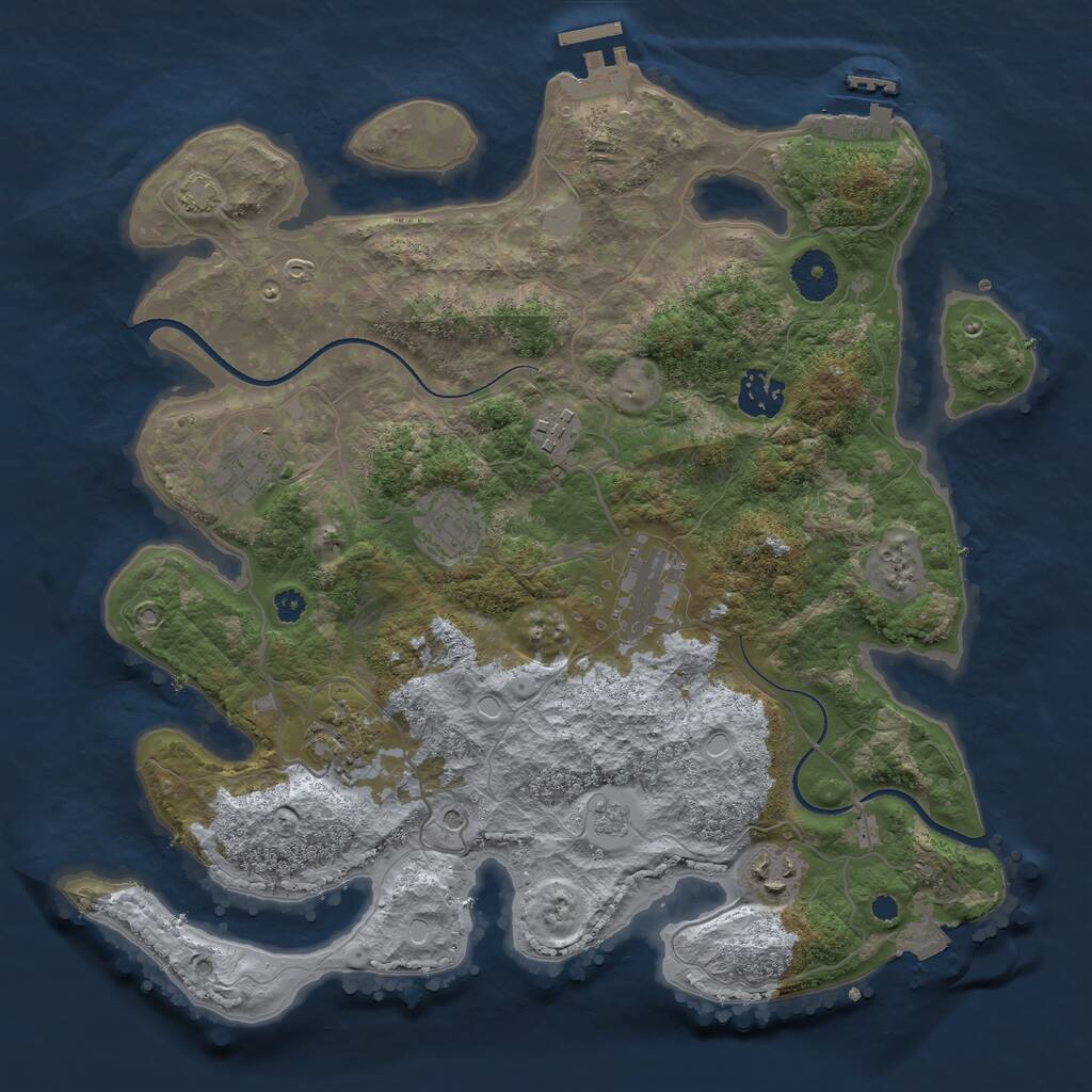 Rust Map: Procedural Map, Size: 3450, Seed: 993459, 13 Monuments