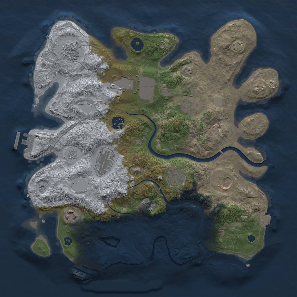 Rust Map: Procedural Map, Size: 3500, Seed: 625116150, 15 Monuments
