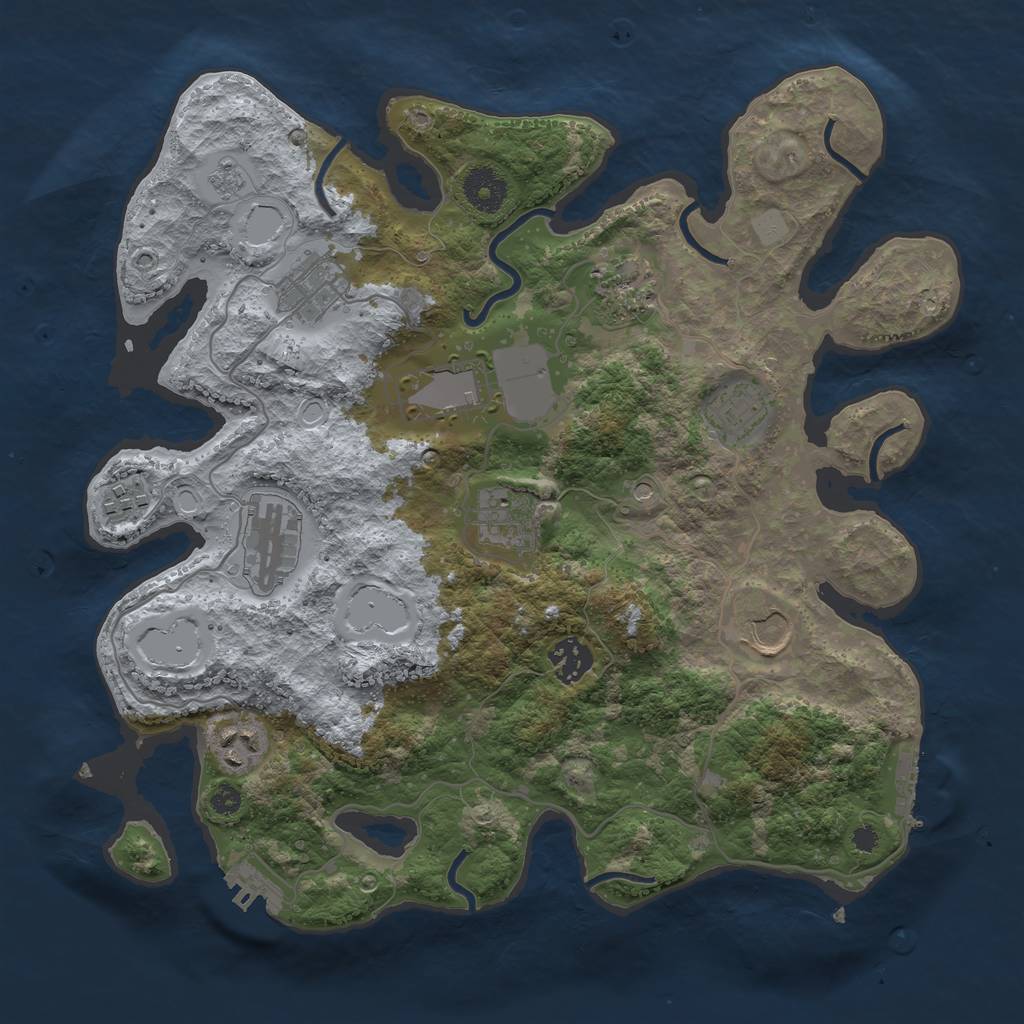 Rust Map: Procedural Map, Size: 3500, Seed: 625116150, 19 Monuments
