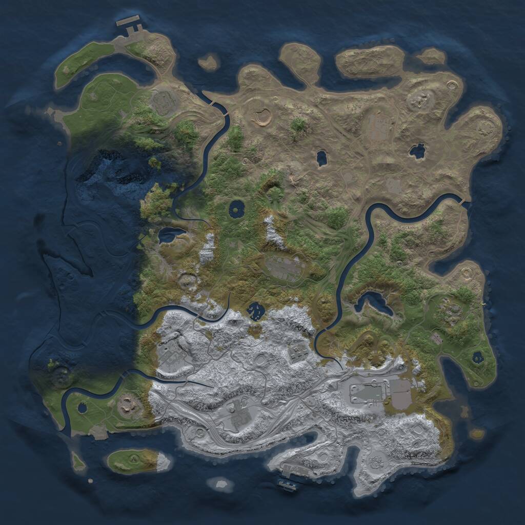 Rust Map: Procedural Map, Size: 4500, Seed: 383760650, 17 Monuments